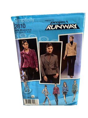 Simplicity 2810 Project Runway Sewing Pattern Misses' Jacket Size 4 6 8 10 12 Un